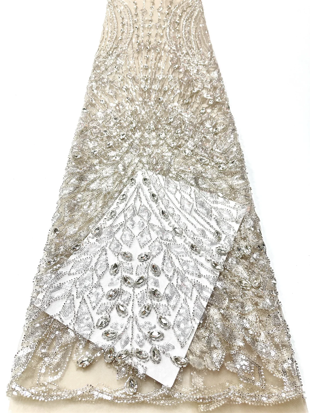 Stones French African Beads Mesh Lace Fabrics 2026 High Quality French Sequins Bridal Lace Fabric For Women Wedding Dress 5Yards