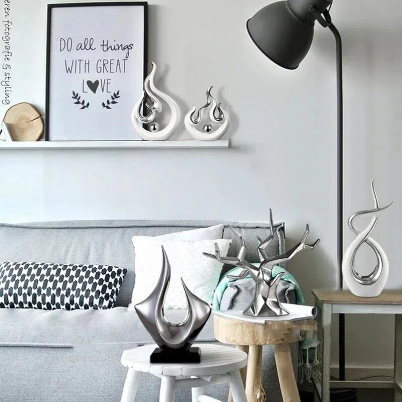 الحديثة الأوروبية الإبداعية السيراميك تمثال الأبيض النار شكل السيراميك اكسسوارات غرفة معيشة المنزل مكتب تأثيث الديكور