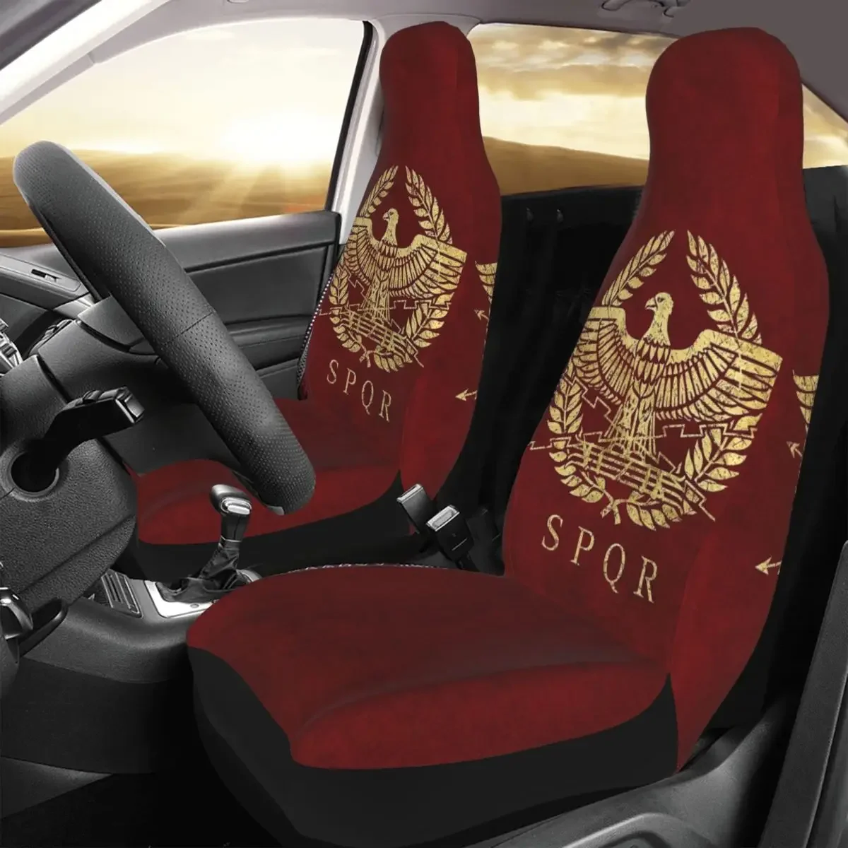 Roman Empire Emblem - Vintage Gold Poster Car Seat Cover Custom Printing Universal Front Protector Accessories Cushion Set