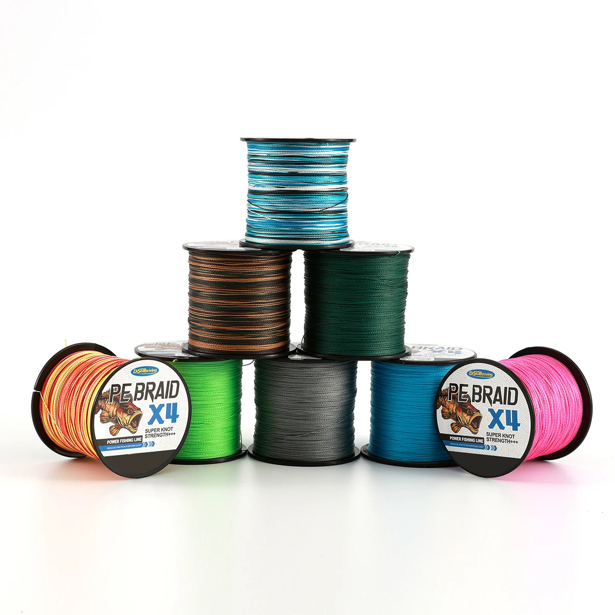 DiSeathriving PE Braid 4 Strand Fishing Line 500m 8.2-80 LB Test Abrasion Resistant 8 Colors Tuna GT Offshore Big Game Line