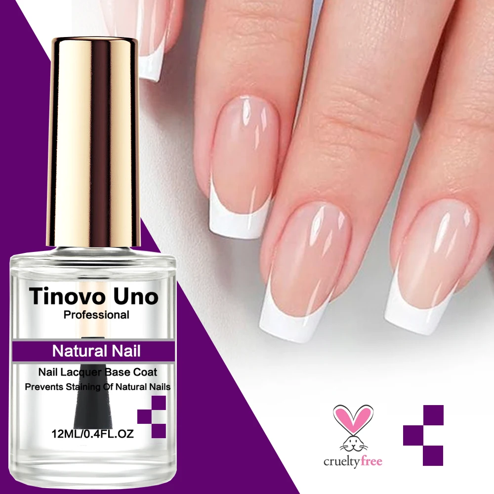 Tinovo Uno-esmalte de uñas Natural, capa Base, secado rápido, pintura superbrillante, endurecedor, manicura