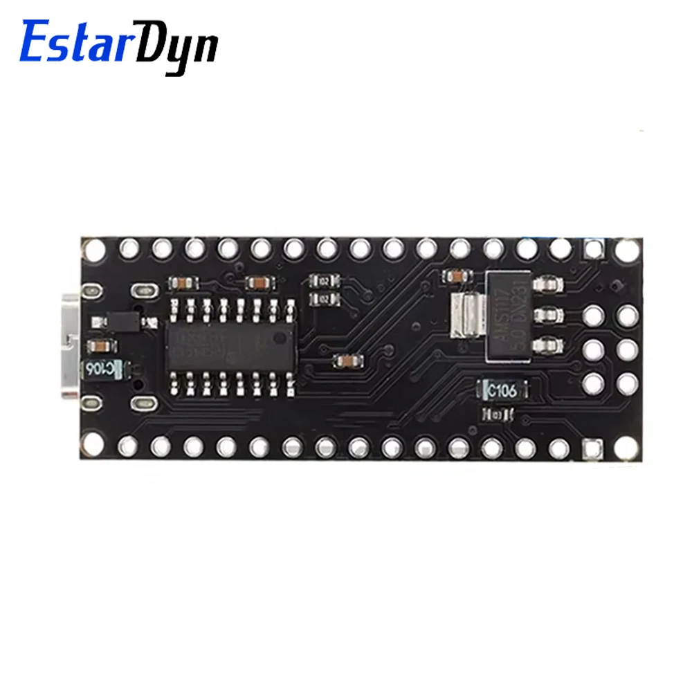 Estardyn Black Nano V3.0 ATmega328P Microcontroller Board Type-C USB CH340 Driver Old Bootloader 5V 16MHz DIY Project