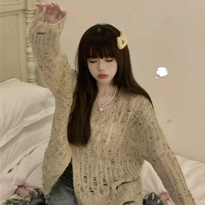 Pullovers Women Hollow Out Simple Daily Creativity All-match Autumn Fashion Elegant Vintage Korean Style Ladies Charming Cozy