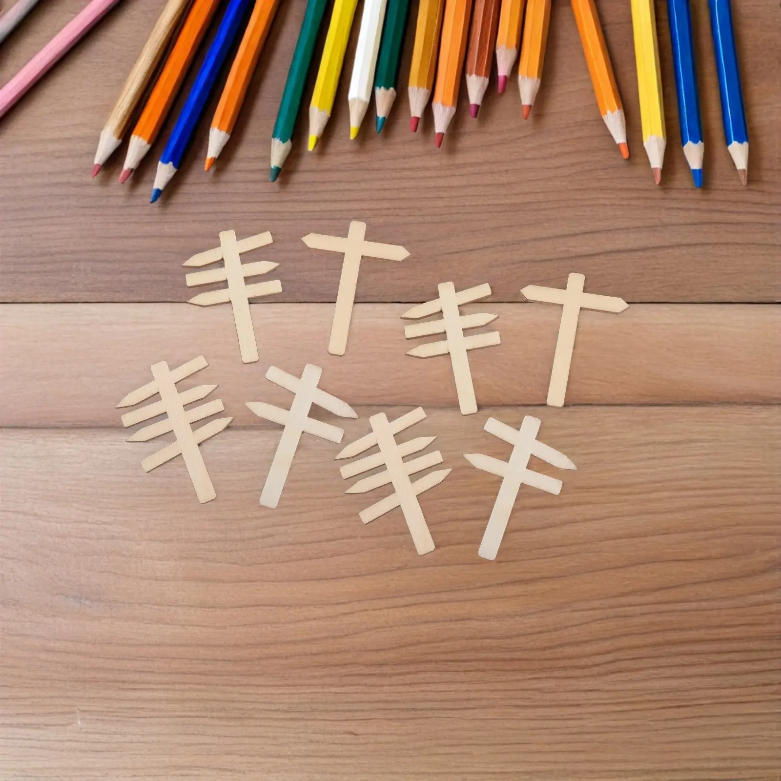 50Pcs Mini Wooden Road Signs Blank Decorative Message Board for Early Learning Toddler Educational Activity Dollhouse Miniature