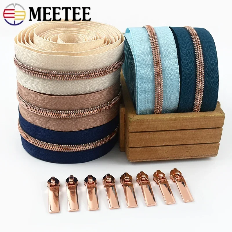 1/2/3Meter Meetee 5# Nylon Zipper By Meters Clothing Zippers Closure Sewing Zip Slider Puller Pocket Roll Zips Craft Closures