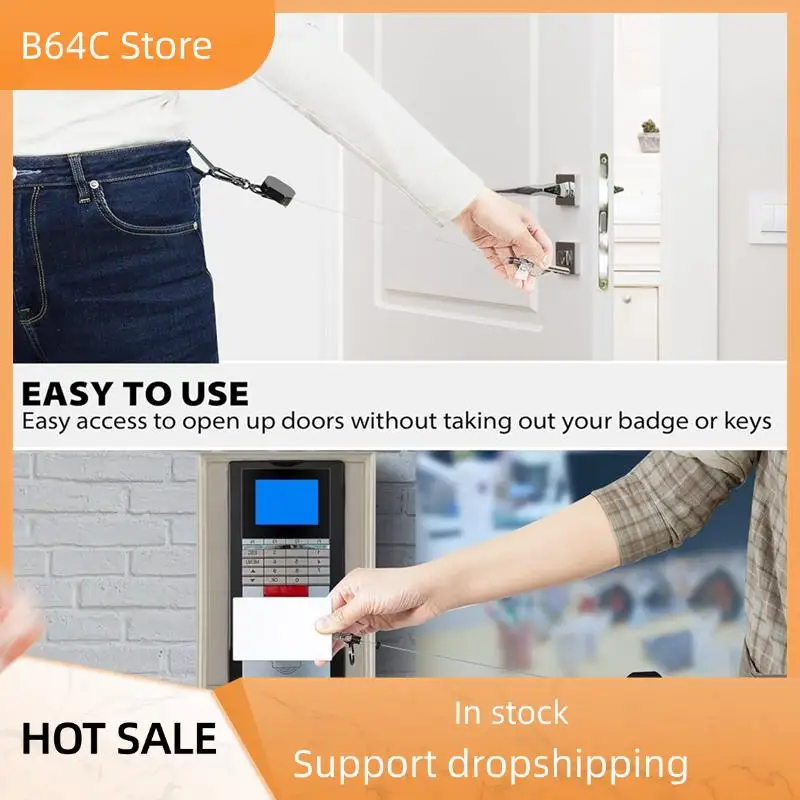 B64C Key Chain Heavy Duty Metal ID Badge Holder Key Reel, Carabiner Keychain With Belt Clip, 27.5Inch Steel Cord