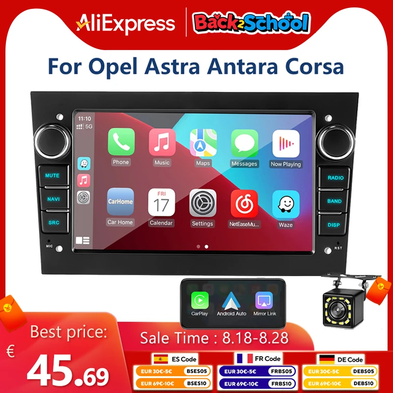 2Din Autoradio Multimediale Per Opel Astra Antara Corsa 7 pollici Wireless CarPlay Android Auto Ricevitore Radio FM Lettore Stereo Per Auto
