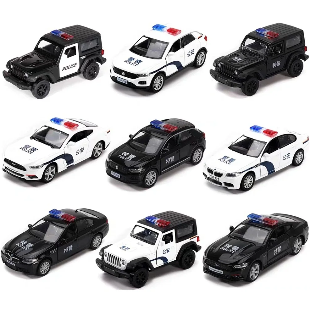 

5 Inch Metal Car Chinese Police Car M5 Ford Mustang Simulation Diecasts & Toy Vehicle RMZ city 1:36 Alloy Model Gifts For Kids