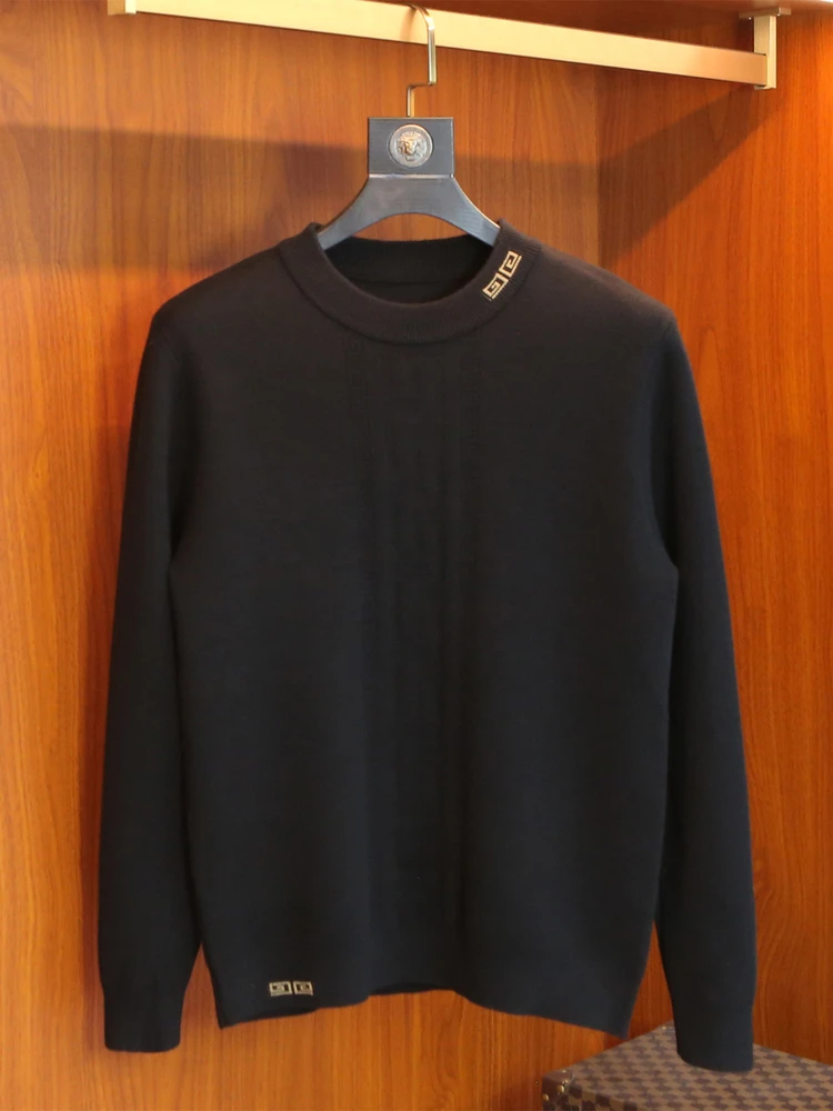 

ZhanChao Brand Thiened round Ne Knitwear Autumn Winter Faion Tassel Men's Warm Slim Fit Wool Blend Long Sve Sweater