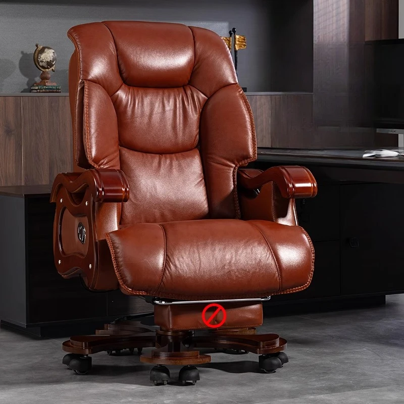 

Leather Vintage Office Chair Back Support Luxury Lounge Office Chair Solid Wood Cadeira De Escritorios Furniture Accessories