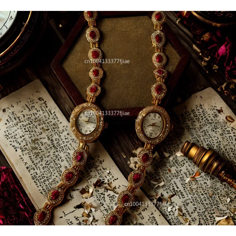 

Цельные новые высококачественные красочные драгоценные камни и стразы, инкрустированные, доступные, роскошные, элегантные, модные женские часы в стиле ретро, Relogio Feminino