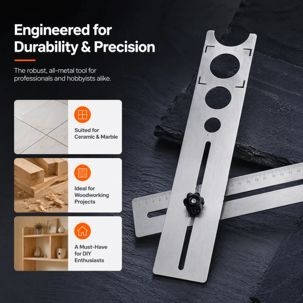 Stainless Steel Tile Hole Locator Portable Design Accurate Positioning Marble Punching Tool Hole Size 25mm 40mm 45mm 55mm