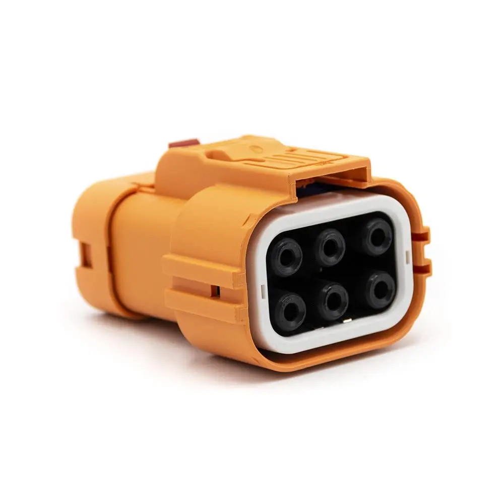 High Voltage Interlock Connector Low Current Plug 6Pin 40A 6mm2 Straight Plastic