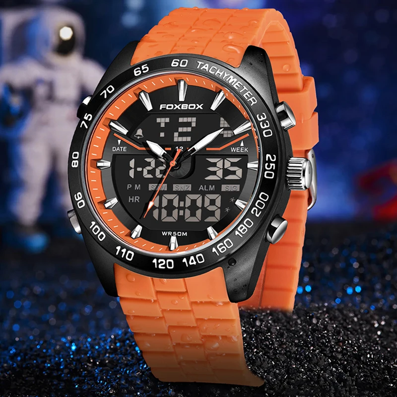 New FOXBOX Fashion Military Watches for Men Luxury Original Sports Chronograph Watch ​Waterproof Quartz WristWatch Clock Gift