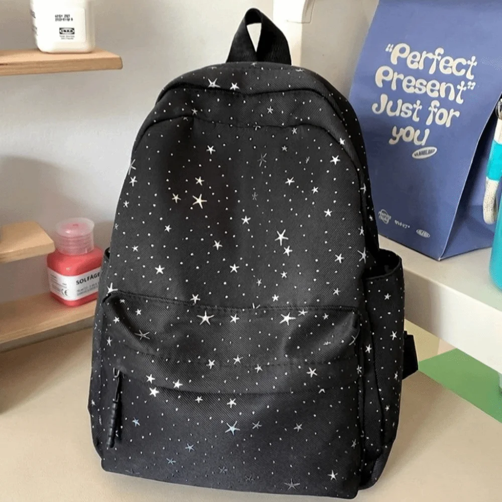 Sweet Print Star Backpack Lightweight Large Capacity Nylon Backpack Korean Style College Style Students School Bag Gift