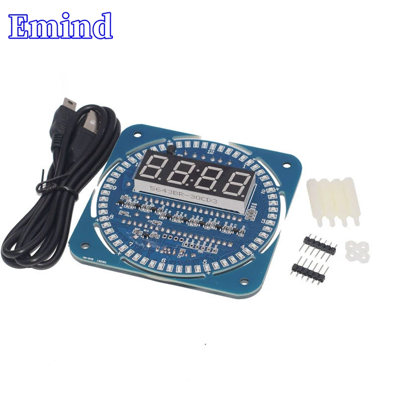 1/3/5/10/20Pcs DS1302 Clock Electronic Watch Alarm Clock Rotating LED Display Creative Clock DIY Temperature Display Alarm