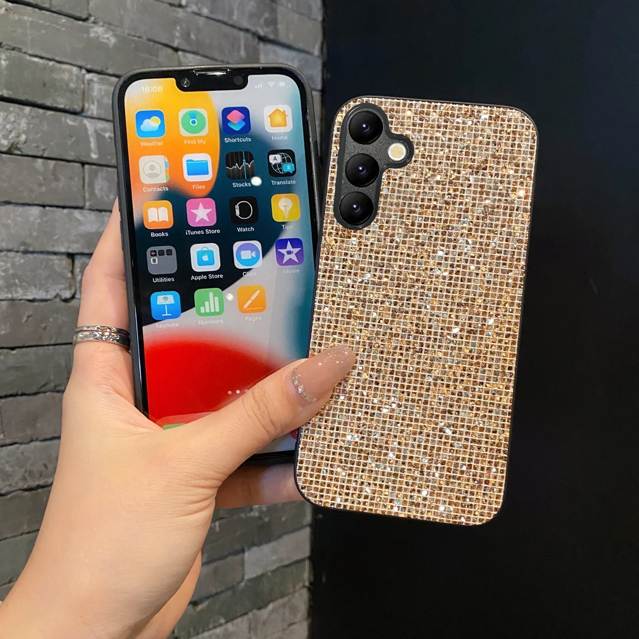 Luxus Shiny Grid Pattern Mode TPU Fall Für Samsung Galaxy A14 A15 A16 A35 A36 S25 S24 S23 S22 Plus FE Ultra Glitter Shell – Detail 3