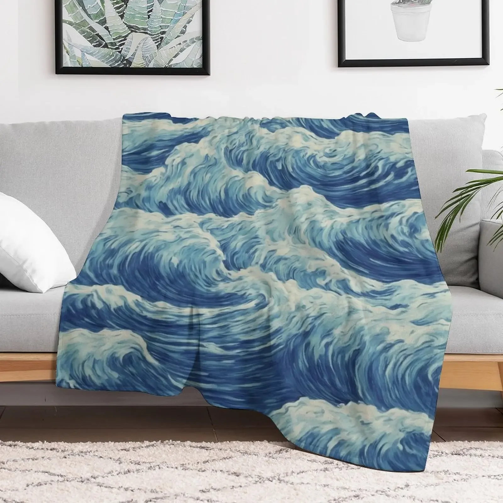 Sea Waves Throw Blanket Furrys Luxury Throw Vintage For Decorative Sofa Blankets