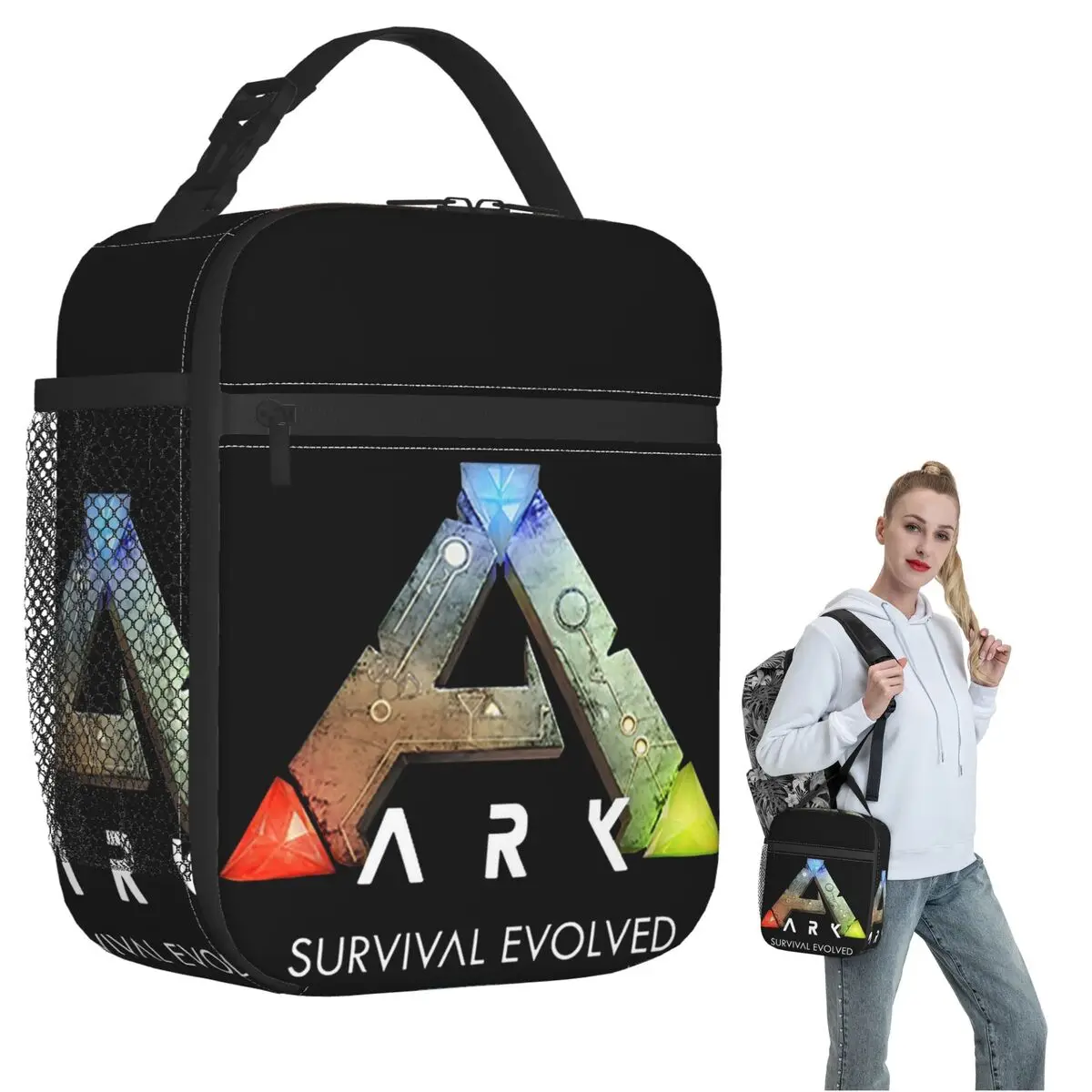 Ark Survival Evolved Sac à lunch isotherme noir pour femmes et enfants, boîtes à nourriture portables, sac à lunch thermique