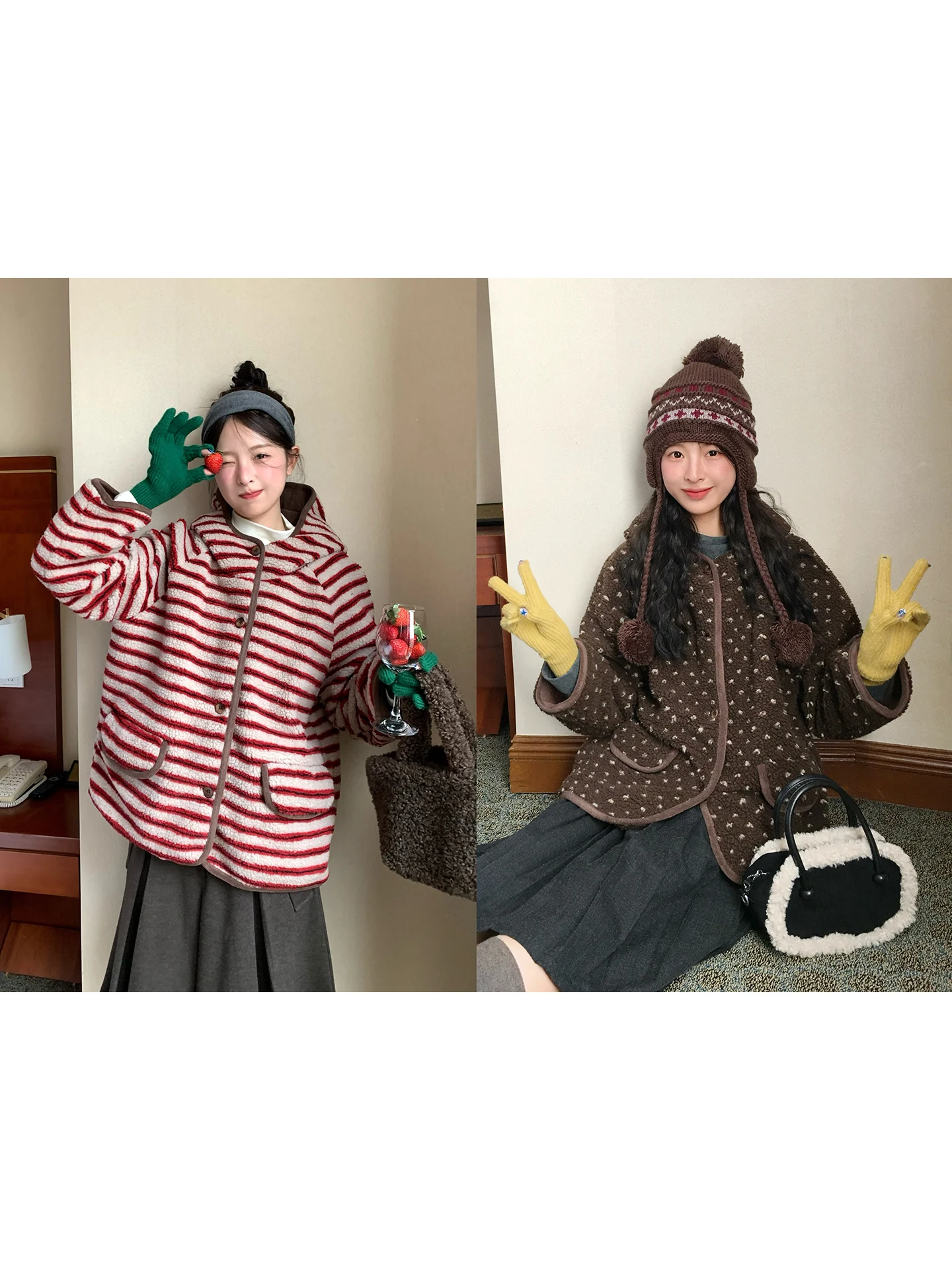 

WHYSTUDIO Женское зимнее пальто с капюшоном на подкладке Fce Thi aggy из меха ягненка, повседневное пальто в полоску с длинными ягодицами Sve...