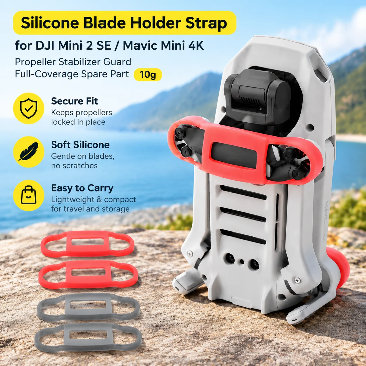 Silicone Blade Holder Strap for DJI Mini 2 SE Mavic Mini 4K Drone Propeller Stabilizer Guard Full-Coverage Spare Part 10g