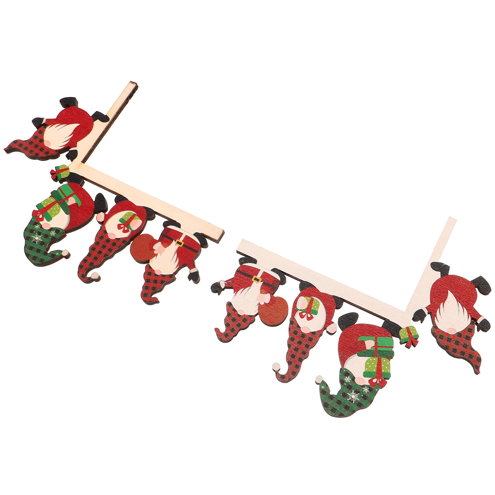 

2 Pcs Outdoor Decor Faceless Old Man Pendant Xmas Curtain Frame Wooden Adorn Holiday Window Ornament Decorations Elder