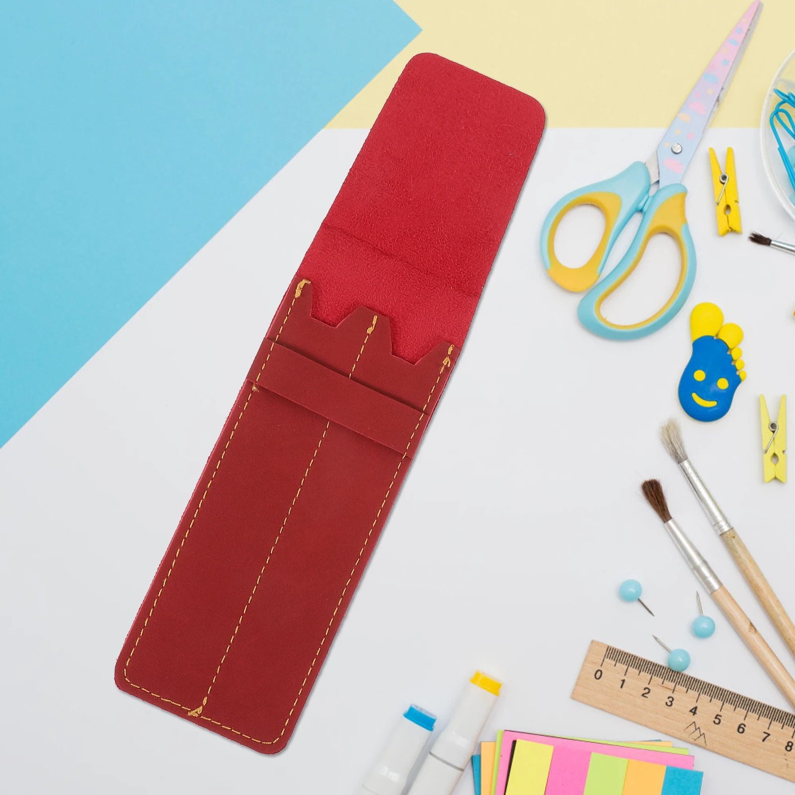 

2pcs Pen Case Fountain Pen Sleeve Red Color Office Notebook Accessories Portable Desk Organizer Storage