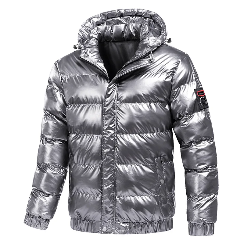 2025 New Winter Men Hooded Thickened Glossy Cotton-padded Jacket Men's Korean Version Solid Color Young Cotton-padded Coats
