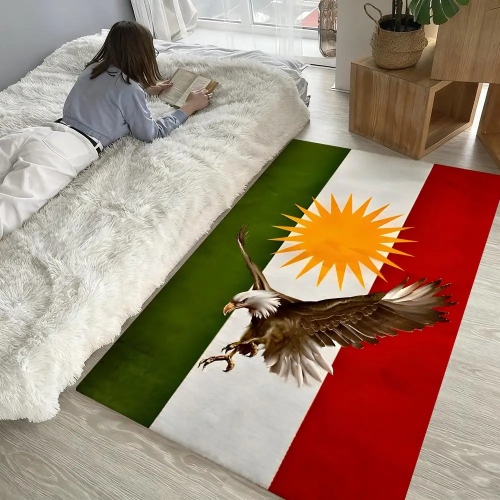 

Kurdistan FLAG logo map Floor Mat Soft Thickened Non-Slip Door Mat for Living Room Home Decor Flannel Rugs