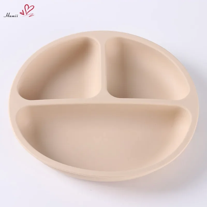 Baby Silicone Dining Plate Kids Feeding Plate Sucker Bowl Solid Smile Face Children Dishes Toddler Training Tableware BPA Free