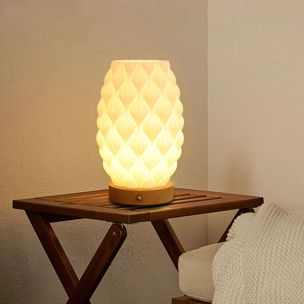 USB Rechargeable 3D Printed LED Night Light with 3 Color Changing Modes for Desk Decor