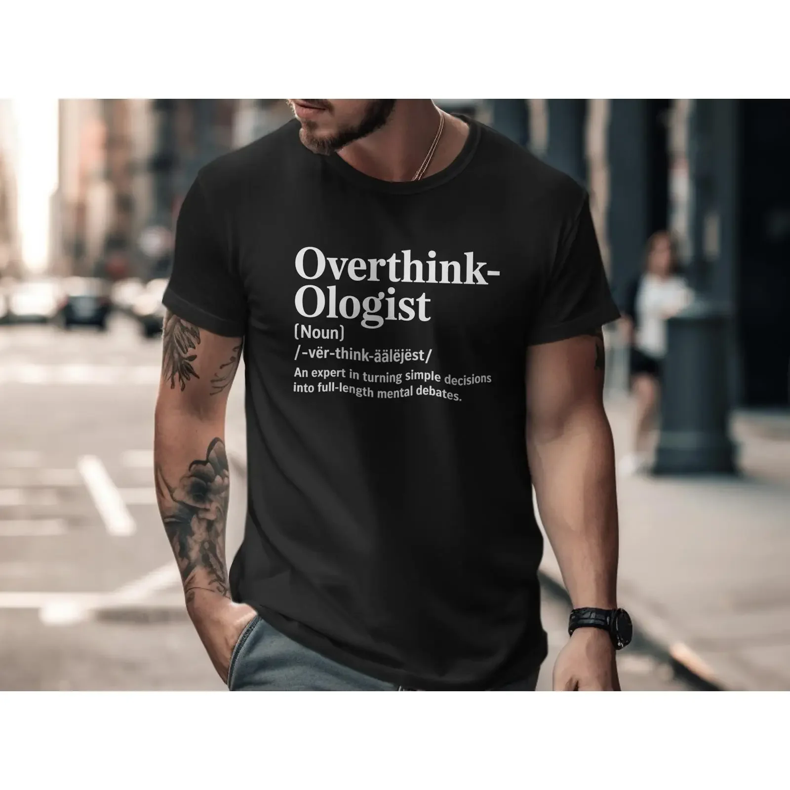 Overthink Ologist Funny Definition T Shirt Sarcastic Mental Debate for Overthinkers Novelty Casual vintage Washed Comfortable