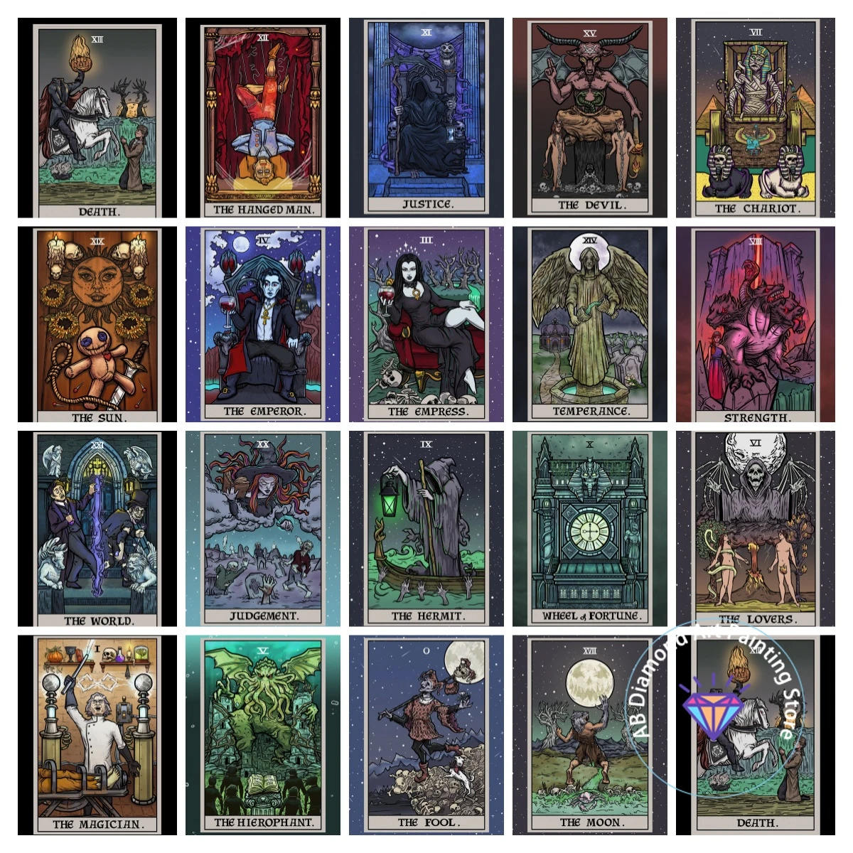 Abstraktes Paar Terror Tarot Diamant Malerei Kit 5D DIY Diamant Stickerei Kreuz Stickerei handgemachte Kunst Geschenk Home Dekoration