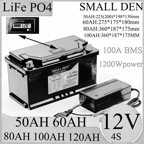12V 50Ah 60Ah 80Ah 100Ah 120Ah Rechargeable Deep Cycle LiFePO4 Lithium Iron Phosphate Battery for Solar RV Boat Off-Grid