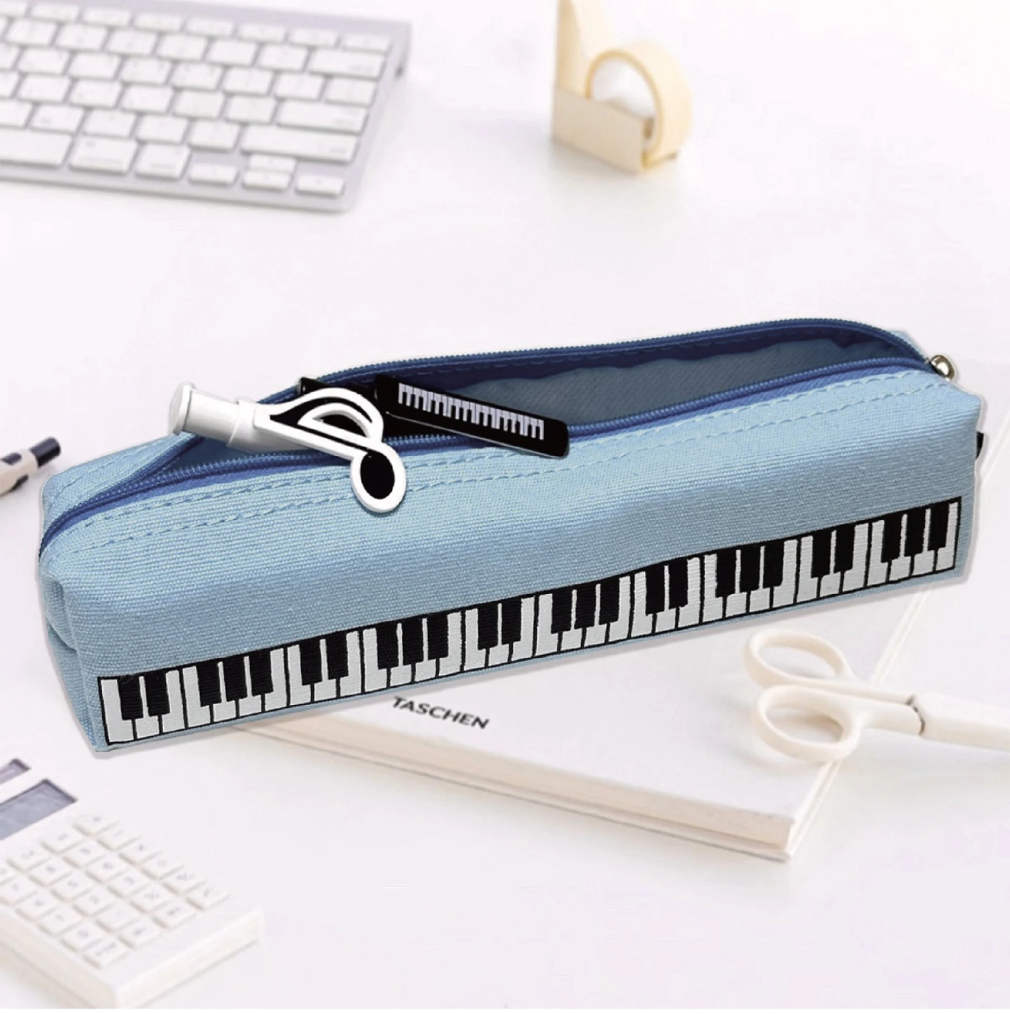 Students Music Pencil Case - Minimalist High-Capacity Piano Design Bag for Pens & Art Tools