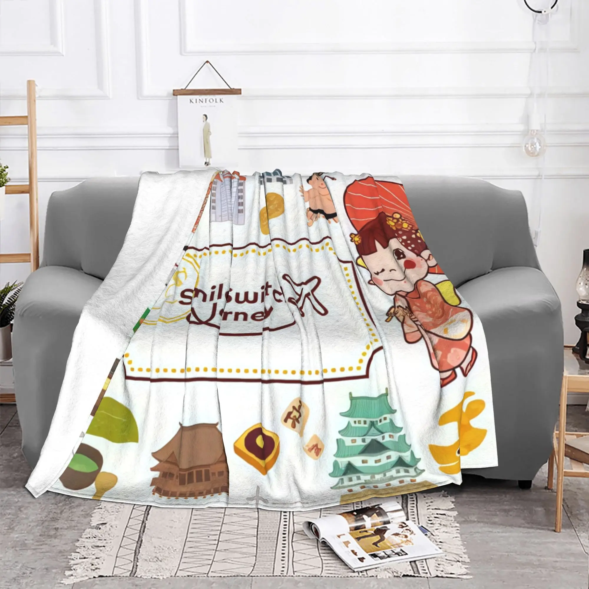 1PC Smile Switch Journey  Fujiya home room decorations Winter Blankets for Adults Bedding Home Interior Sofa Knee