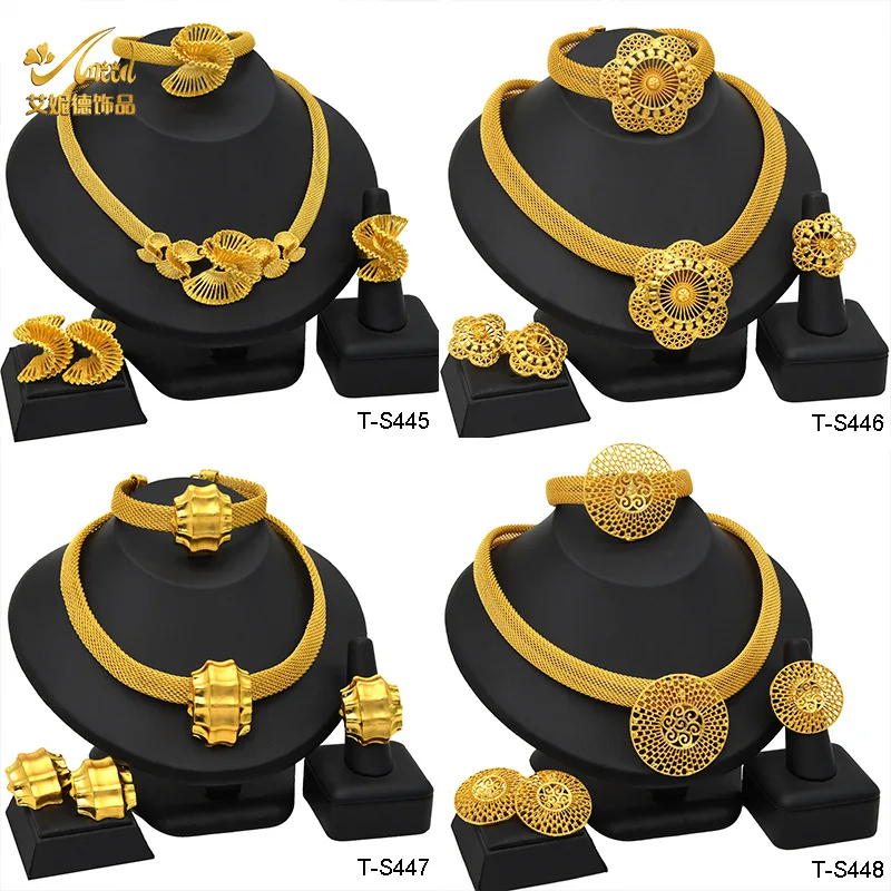 

24K Gold AU999 Irregular 3D Luxury 4-Piece Set Women - Pure gold set, geometric 3D design, understated luxury, tasteful style