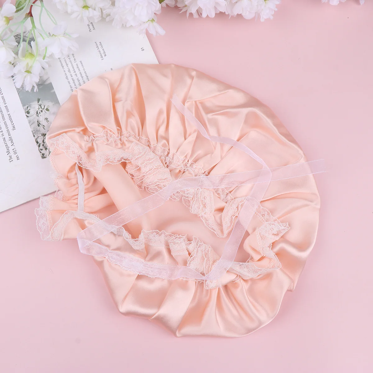 

Silk Sleep Cap For Women Durable Hair Protection Shower Bonnet Soft Keep Hair Dry Neat Style Incarnadine Pink