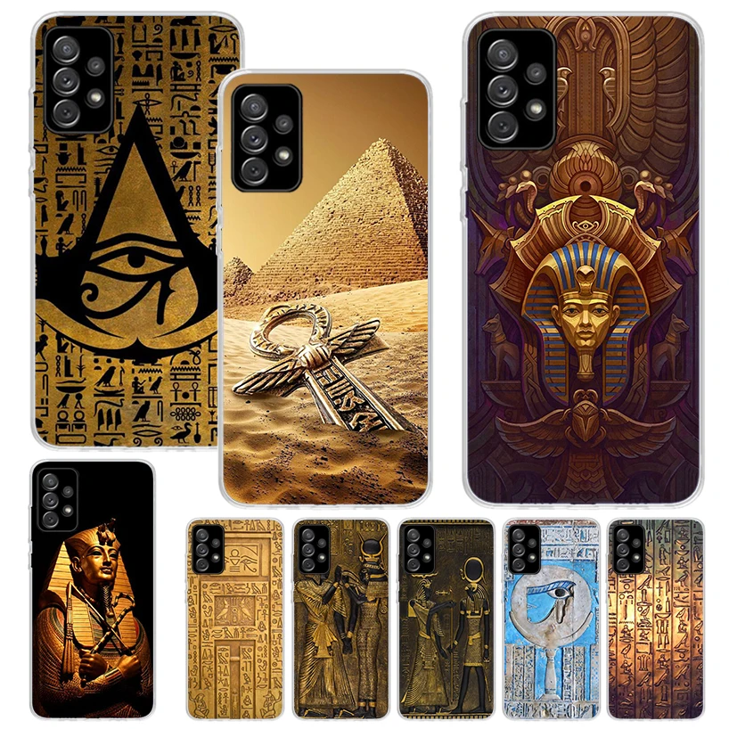 Egypt Nefertiti Anubis Ankh Pharaoh Phone Case For Samsung Galaxy A15 A55 A14 A54 A13 A53 A12 A52S A25 A24 A35 A34 A23 A33 A22 A