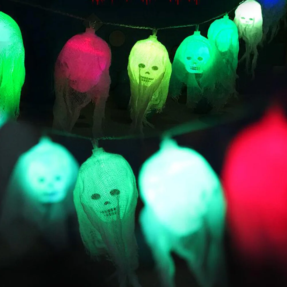 Luci a corda con teschio a LED da 2,5 metri azionate a stroboscopiche costanti sulla perfetta decorazione per feste nel percorso del patio del giardino