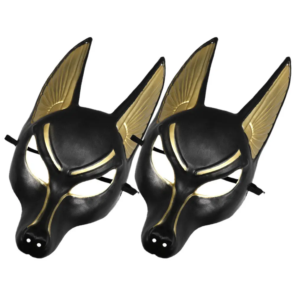 2Pcs Anubis Mask Costume Egypt Spooky Halloween Cosplay Party Masquerade Mask Props Decorative Masks Costume Masks
