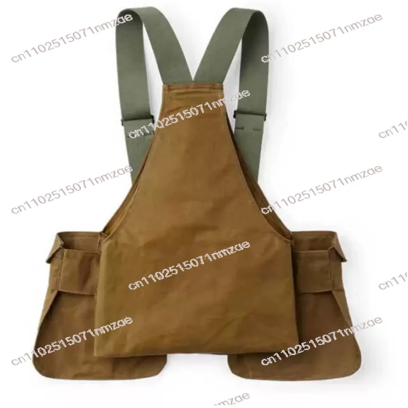 Retro Functional Wear Shoulder Vest Jacket American-style Retro Overalls Camping Pocket Vest Men's Loose
