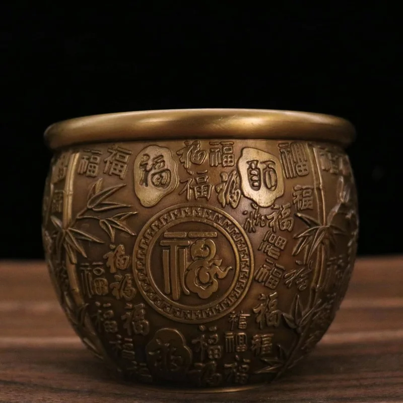Brass -attracting , rice jar, treasure bowl, office and home decoration, prosperity in business, God of Wealth, hundred