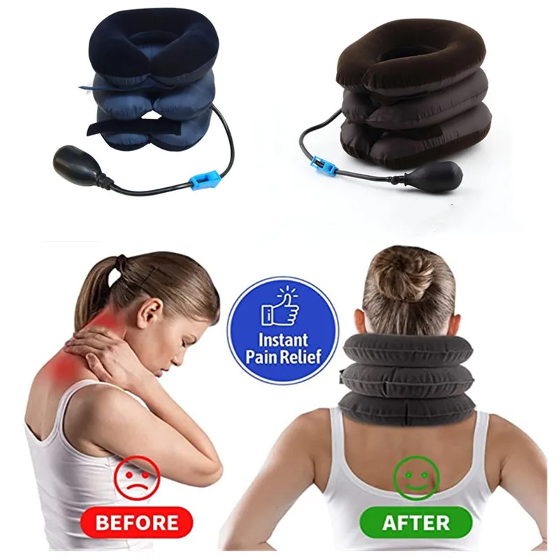 Neck Massage Collar Pillow Neck Massager Inflatable Air Cervical Neck Traction Device Pain Stress Stretching Brace Relief Pain