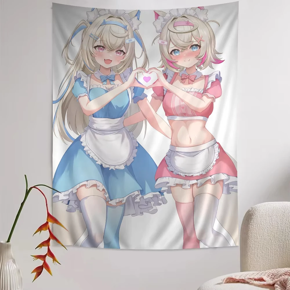 VIKAMA Niedliche Dienstmädchen-Wandbehang, doppeltes Herz, Liebe, Heilung, Wohnzimmer, Schlafzimmer, Anime-Stil, Hintergrund, Wand, frische Sofa-Dekoration