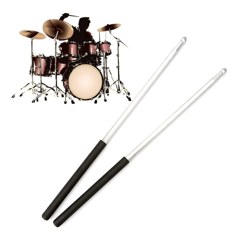 77HC 1 Pairs 5A Aluminium Alloy Drum Sticks Simple Metal Drumstick Nonslip Exercise Drumsticks for Adults Kids and Beginners