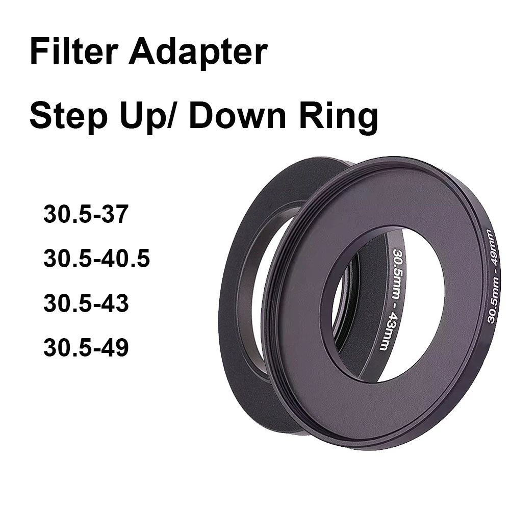Anillo adaptador de filtro de lente de cámara Anillo reductor de metal para lente de 30,5 mm - 37 40,5 43 49 mm UV ND CPL Parasol de lente
