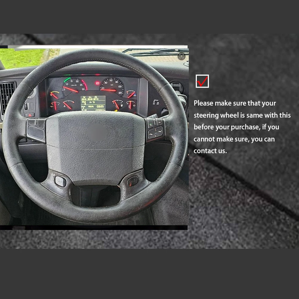 Custom Microfiber Leather Car Steering Wheel Cover Wrap for Volvo VNL VNR FM FH 2004-2016