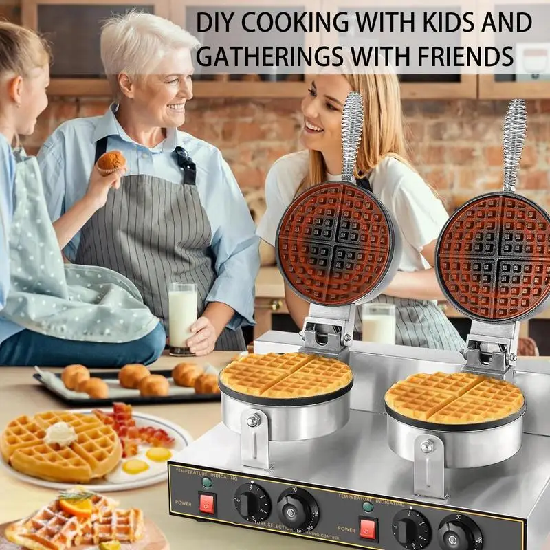 

Waffle Maker Electric Round Waffle Iron Machine Adjustable Temperature Control Keto Chaffle Maker for Grilled Cheese Brownies