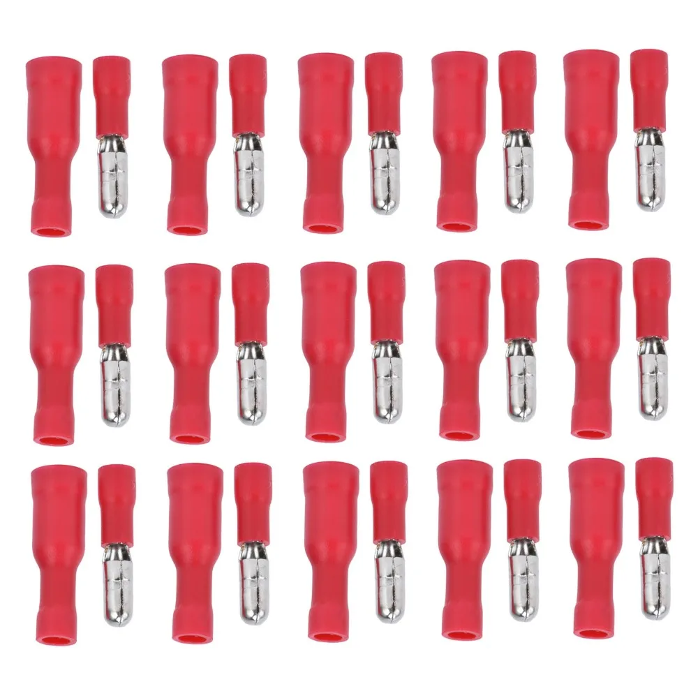 

50 Pairs Red Insulated Wire Terminals 22-16 AWG Quick Crimp Male Female Connectors Wire Crimp Connectors Electrical Wiring
